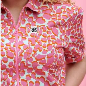 Lucy and Yak Boilersuit with Pink and Orange Leopard Print